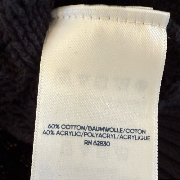 Lands’ End Cable Knit Fisherman V-Neck Sweater Black M Chunky Classic Pullover - Picture 6 of 11